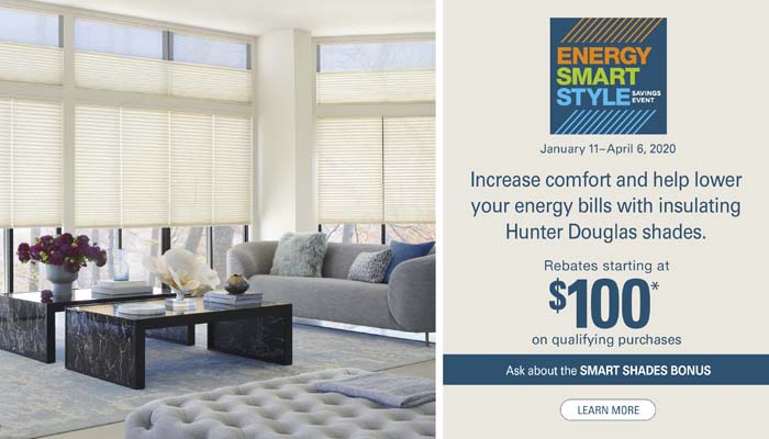 Increase Your Comfort AND Earn Great Rebates With Insulating Hunter Douglas Shades